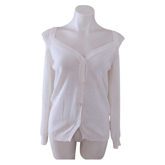 Massimo Dutti Sweater Cold-Shoulder Button-Front(Made in Italy) Size L New w/Tag - Picture 1 of 12